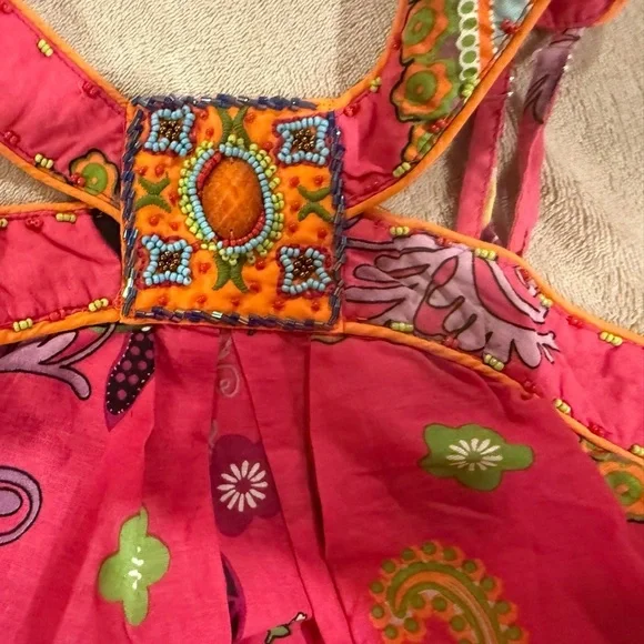 Miss Kelly 1999 Ladies Size L  Paisley Haltered Beaded Top - Picture 4 of 6